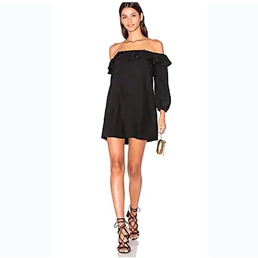 Amanda Uprichard Revolve Joanna Silk Long Sleeve Off Shoulder Mini Dress size XS